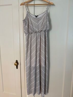 Milano Striped Maxi Dress in White and Gray